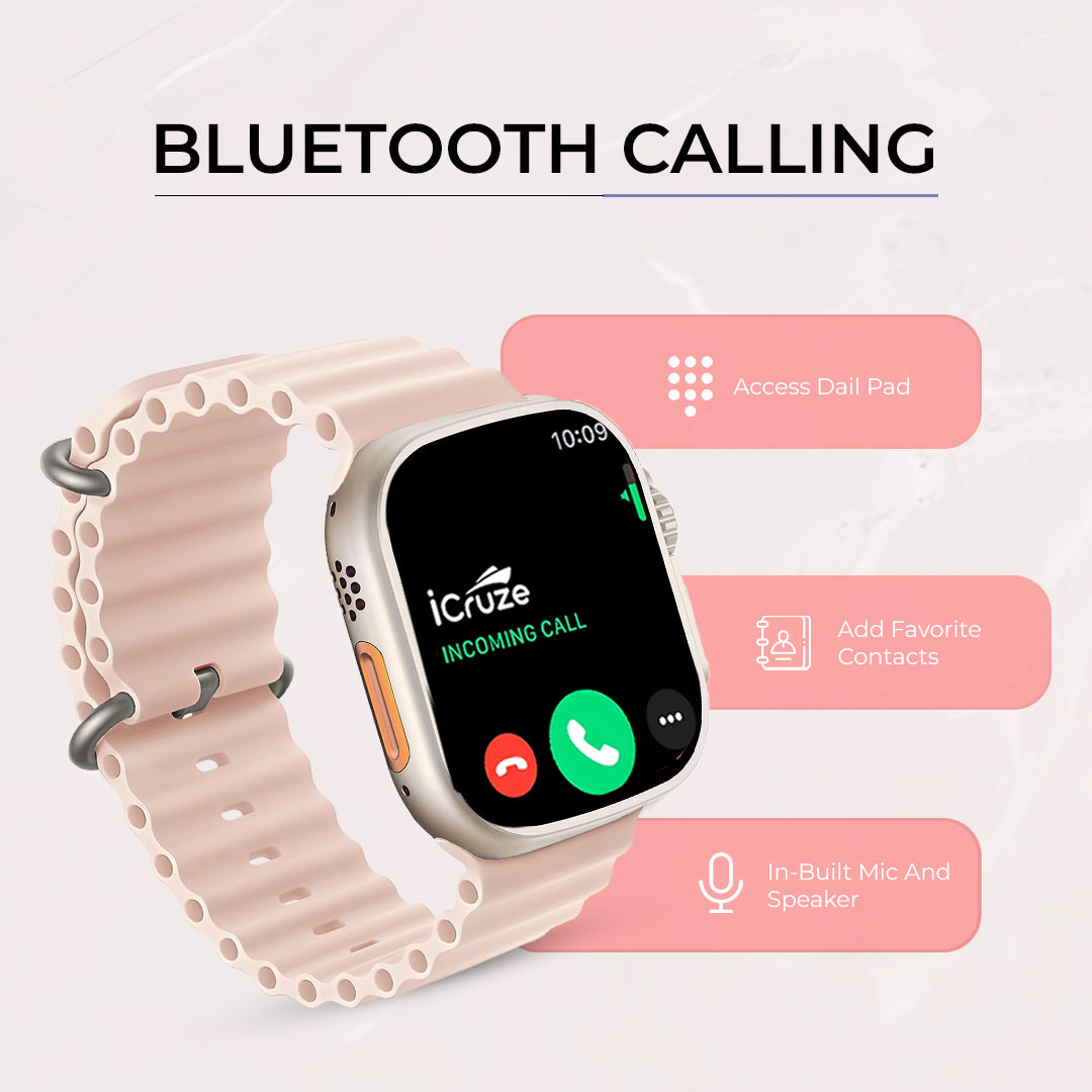 iCruze Pronto Max+ BT Calling Smart watch (Baby Pink)
