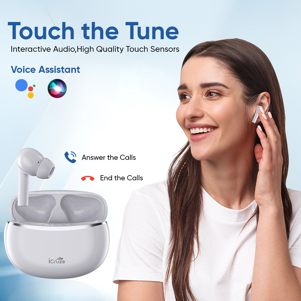 سماعات أذن iCruze BackBeat TWS باللون الأبيض