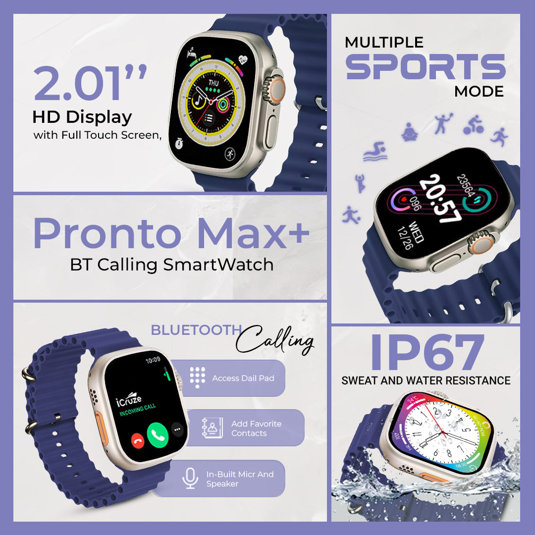 icruze pronto max bluetooth calling smart watch