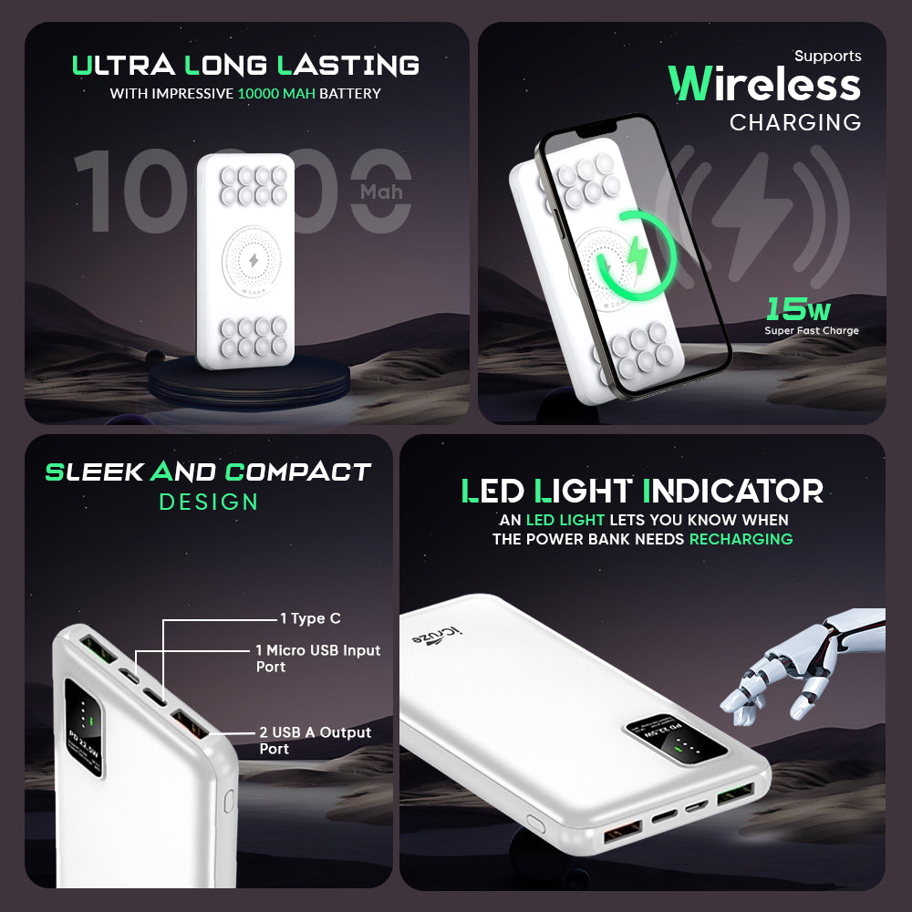 iCruze Strike PB03 PD Wireless Power bank (White)