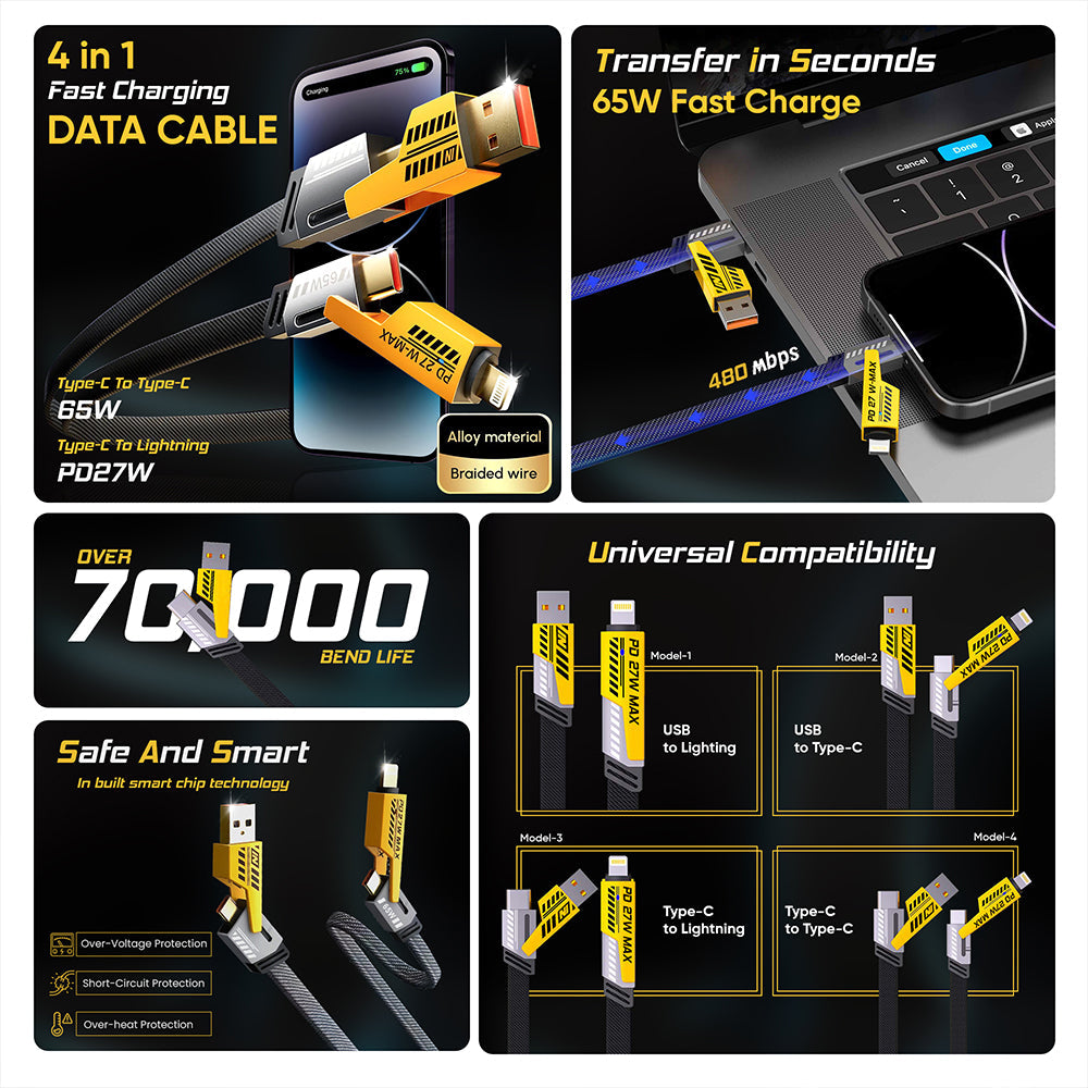 iCruze 4 in 1 Fast Charge Data cable