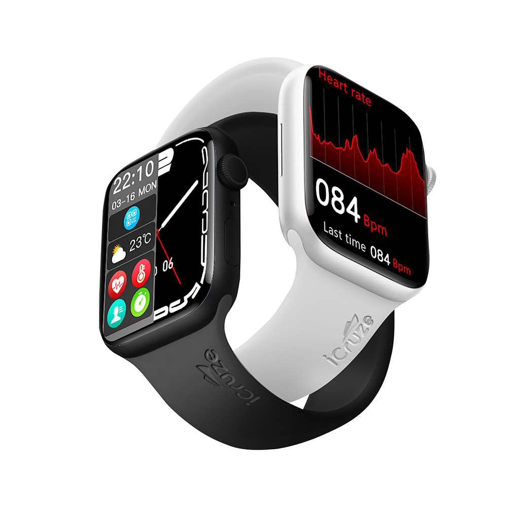 iCruze| Pronto Crysta BT Calling Smartwatch (White-Silver)