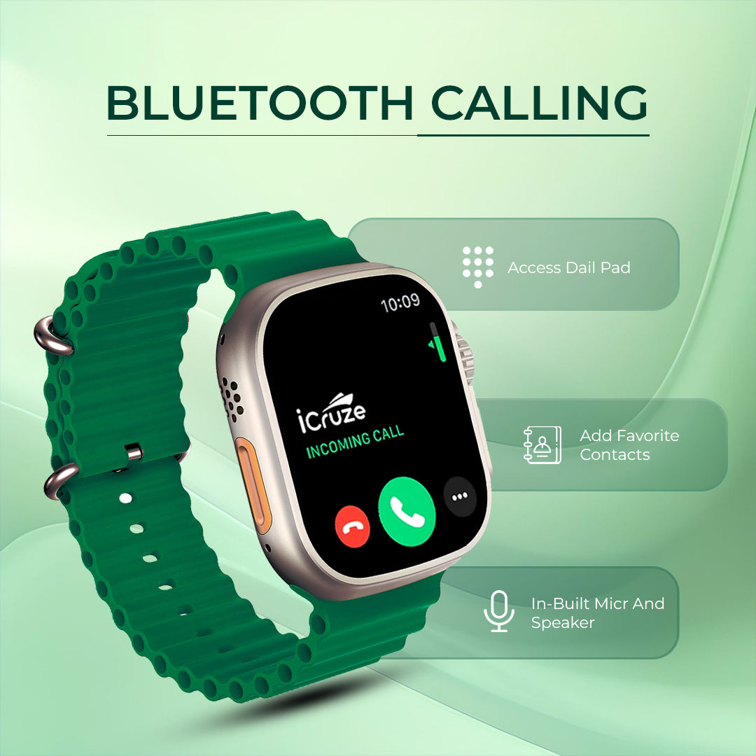 iCruze Pronto Max+ BT Calling Smart watch With 1.9″ HD Display (Green) - iCruze