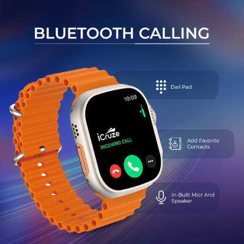 iCruze Pronto Max+ BT Calling Smartwatch With 1.9″ HD Display (Orange) - iCruze